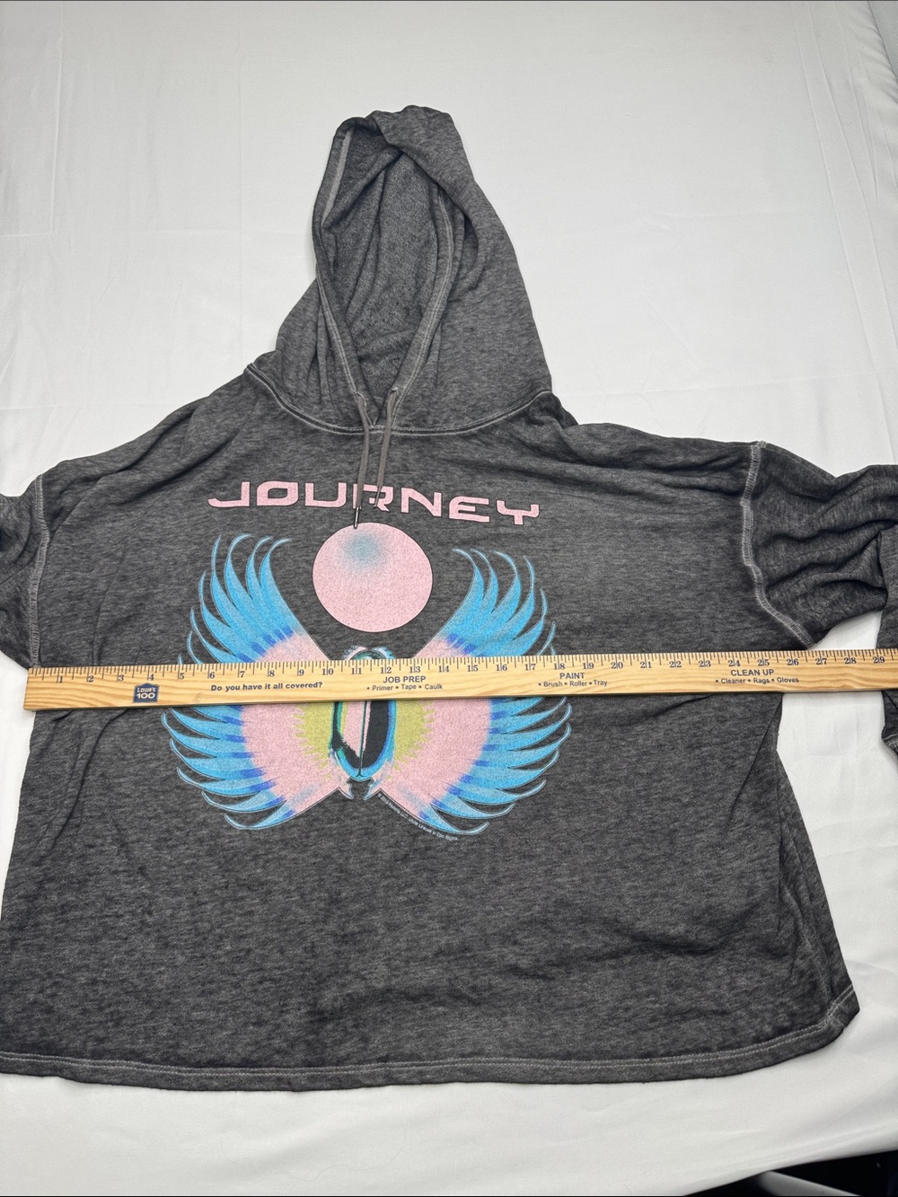 Journey Graphic burnout thin hoodie Charcoal with Pastel Wings womens size 4X - Picture 2 of 5